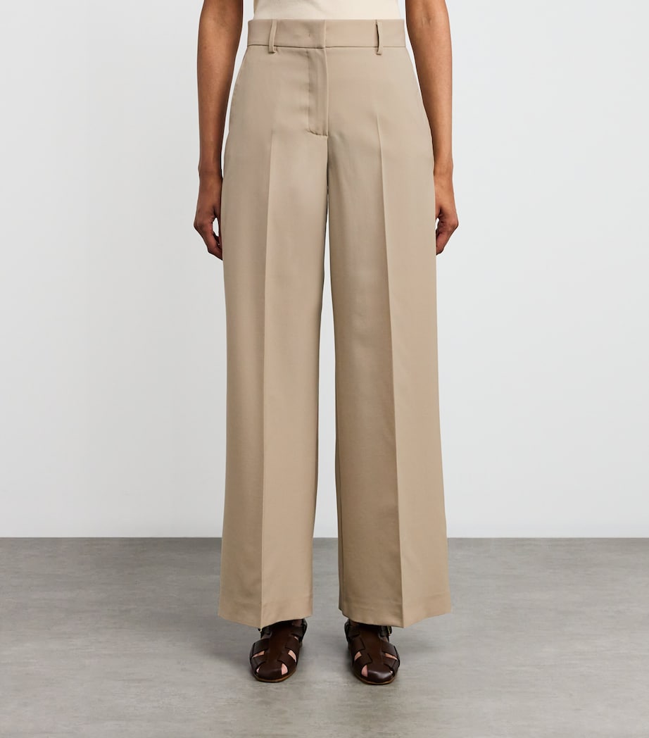 Beige Virgin Wool Tailored Trousers