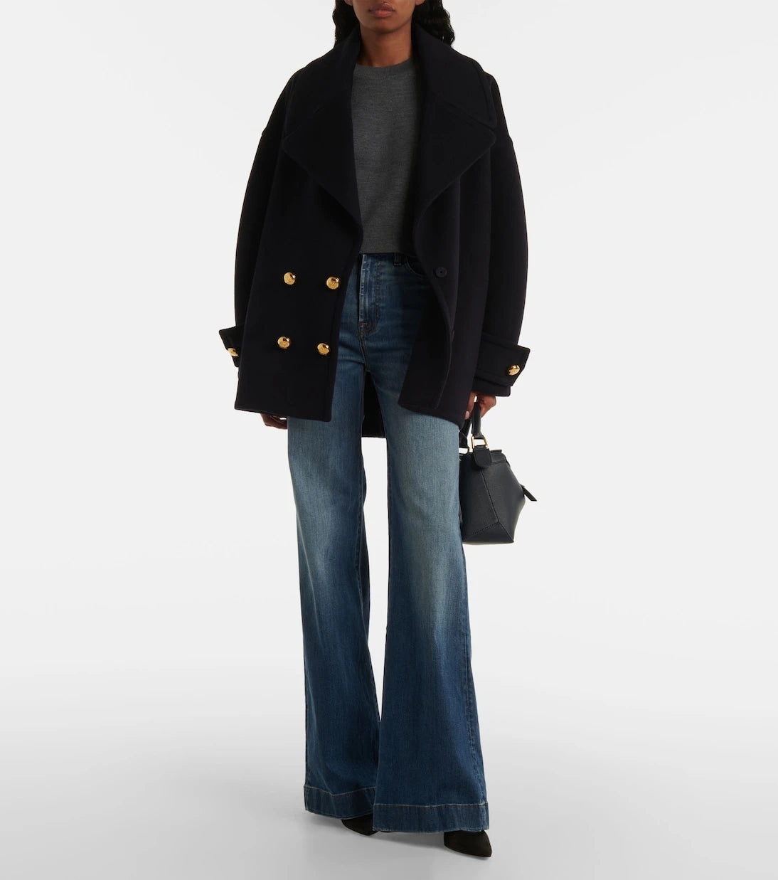 7 For All Mankind - بنطلون جينز مودرن دوجو بقصة واسعة وخصرٍ عالٍ