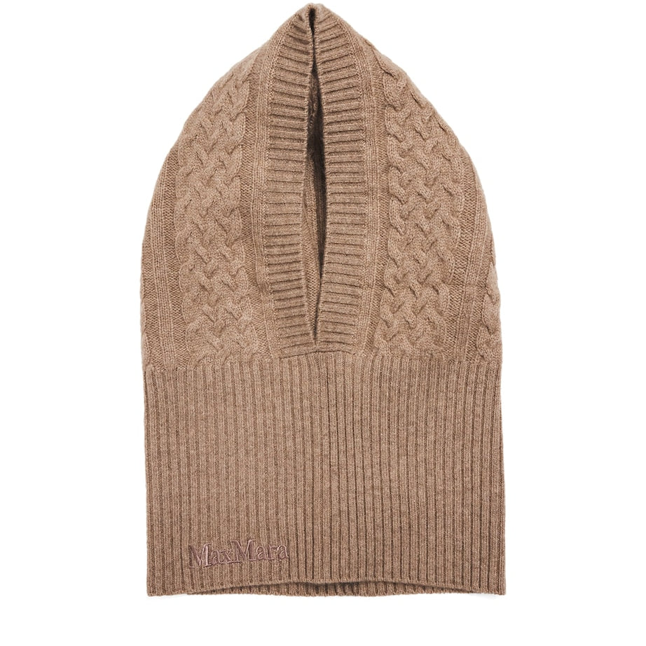 Max Mara Beige Cashmere Cable-Knit Balaclava