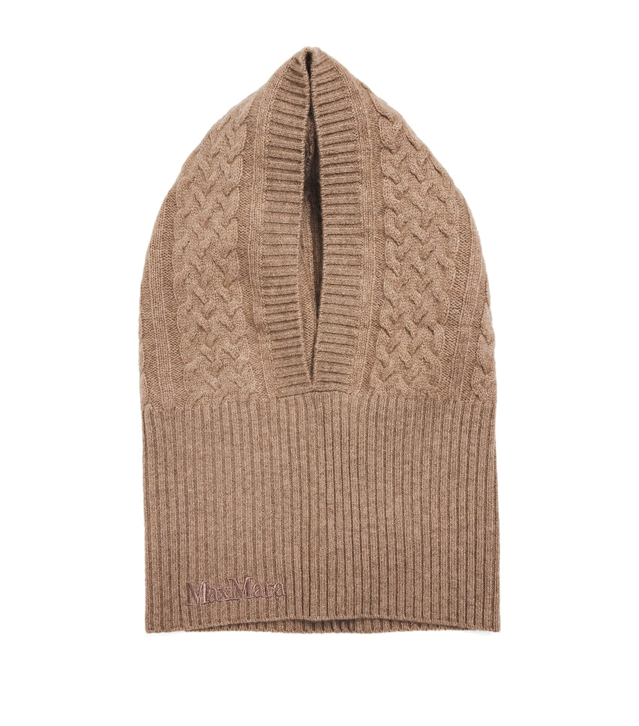 Max Mara Beige Cashmere Cable-Knit Balaclava