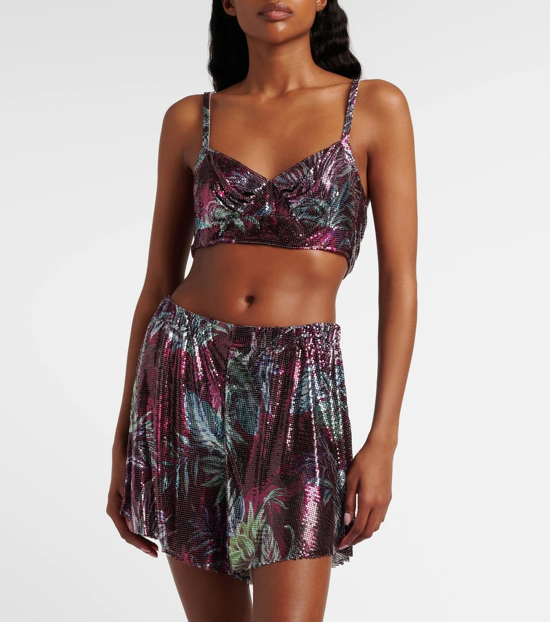 Rabanne - Floral chainmail crop top