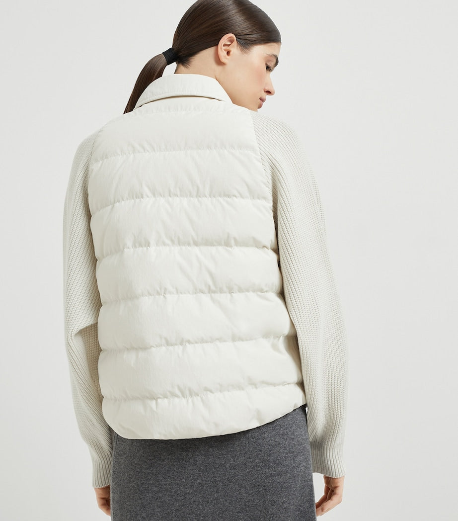 Brunello Cucinelli White Down Hybrid Puffer Jacket