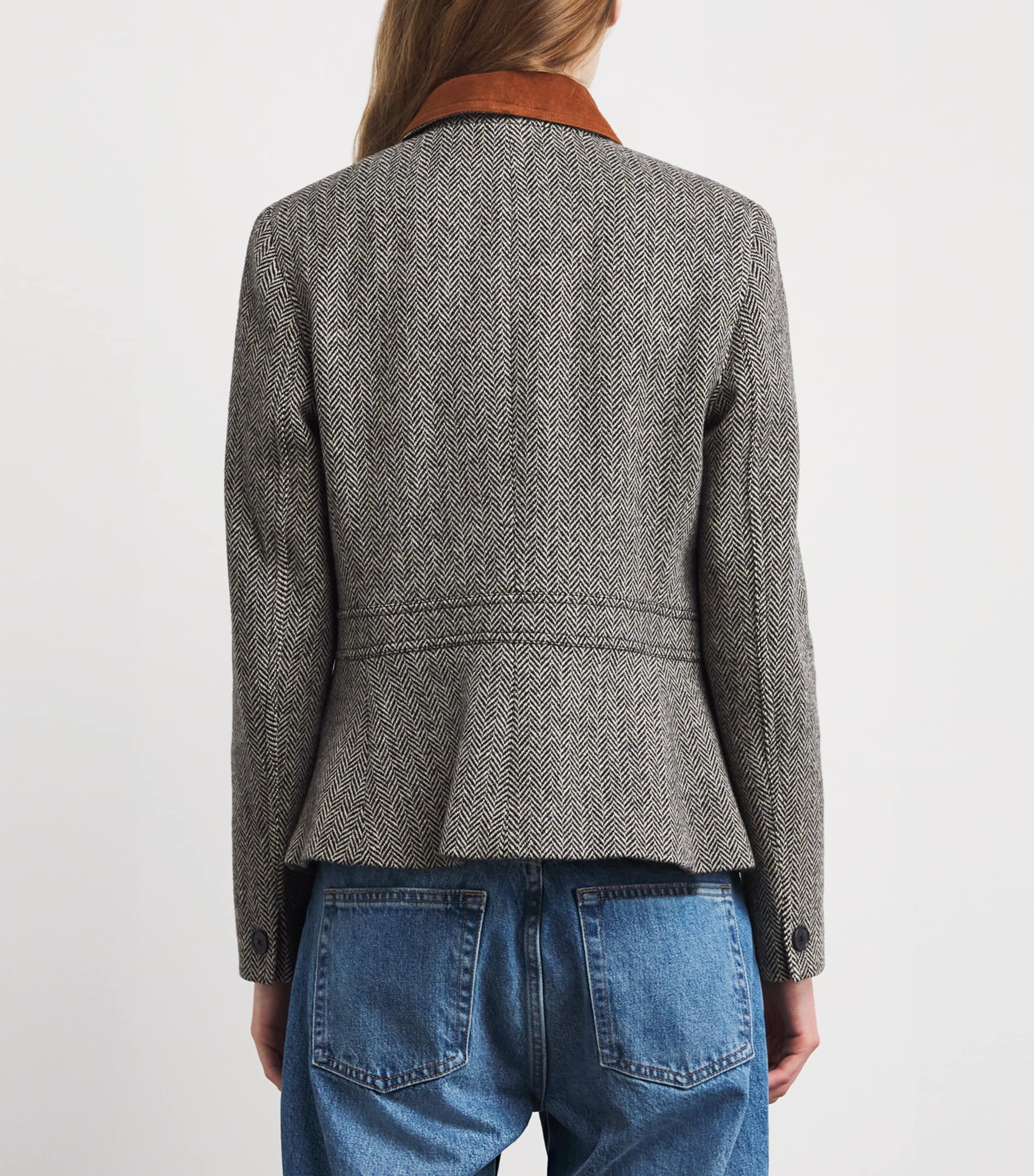 Polo Ralph Lauren Multi Wool-Blend Herringbone Suede-Trim Jacket