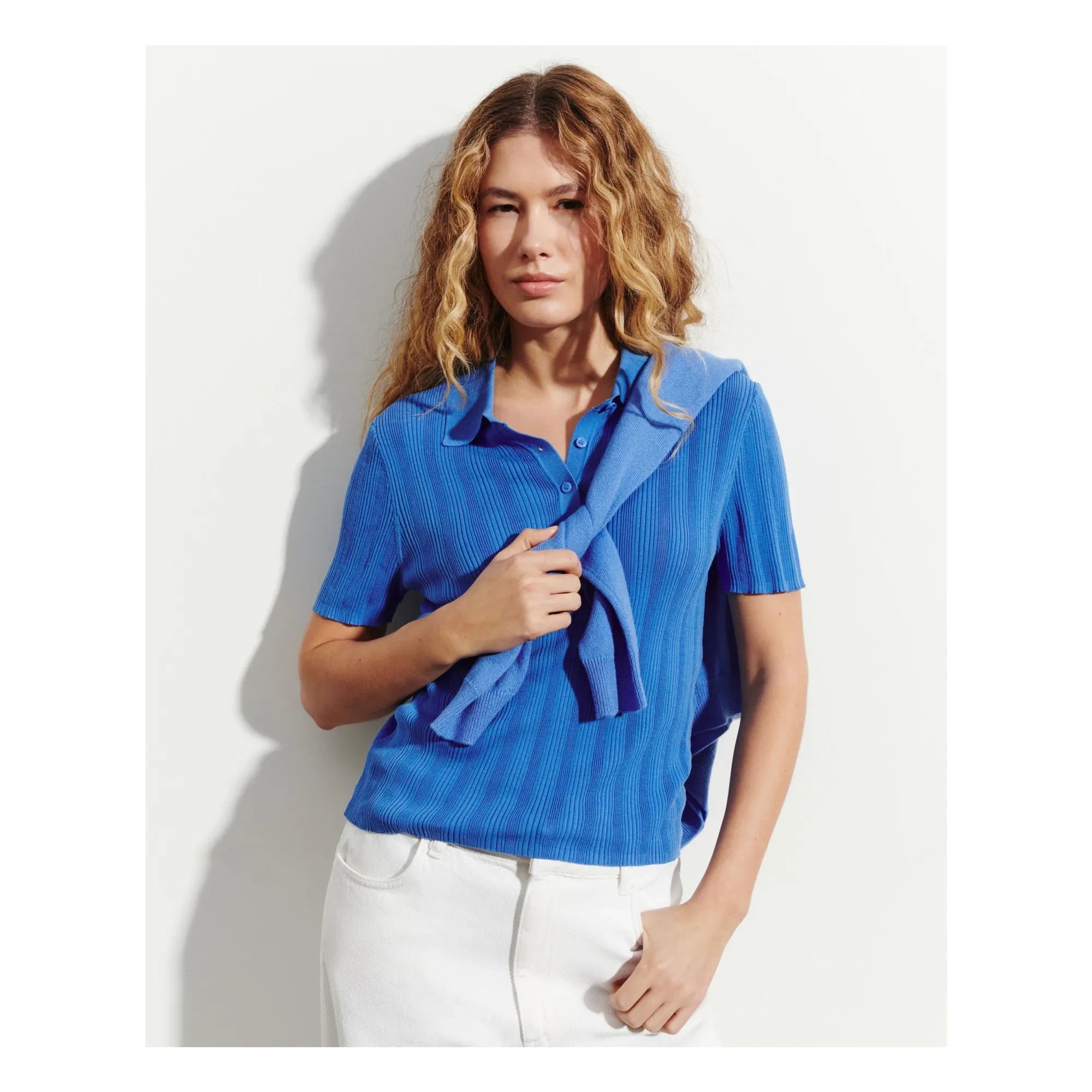 Bompard - Cotton ribbed polo shirt | Blue