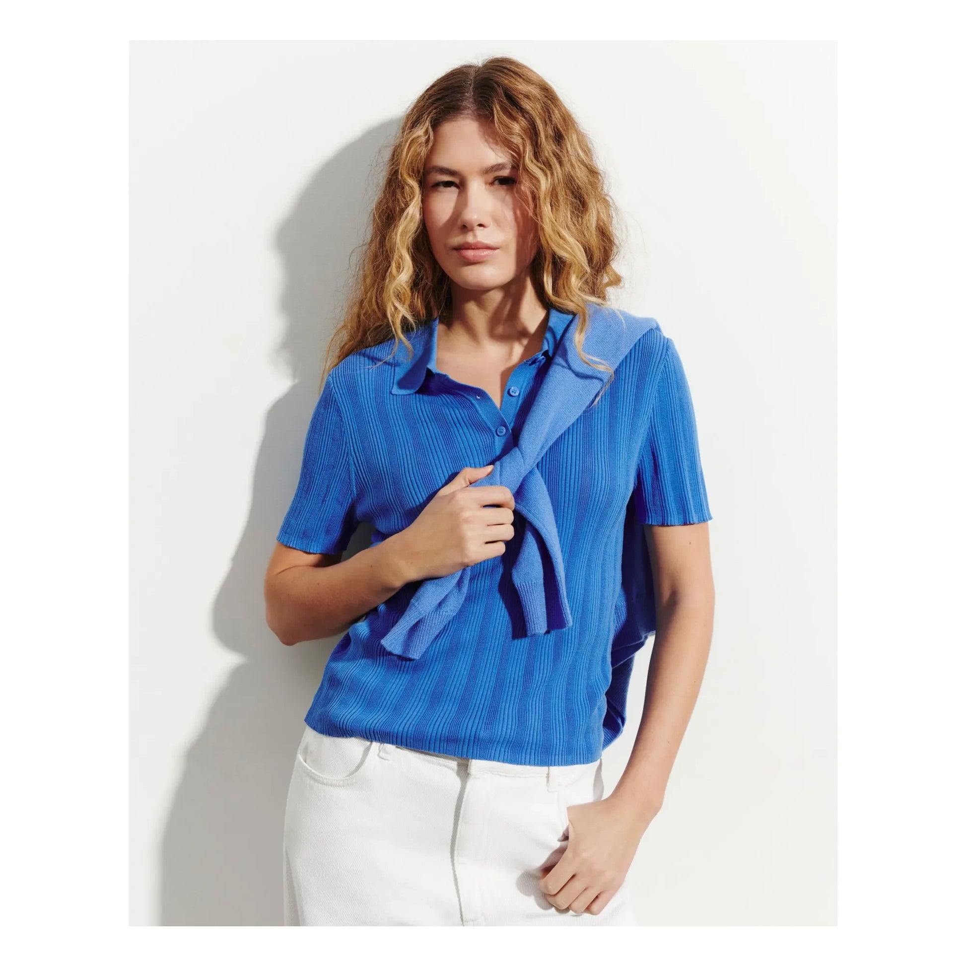 Bompard - Cotton ribbed polo shirt | Blue