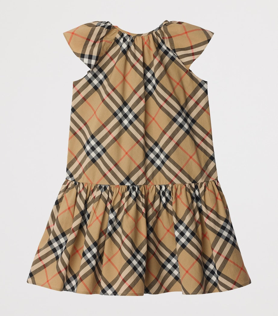 Burberry Kids Beige Cotton Check Dress (3-12 Years)
