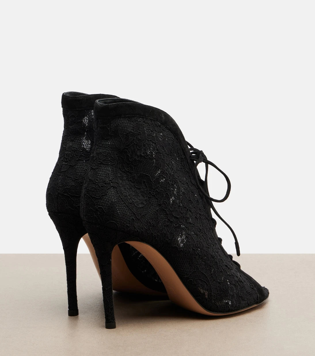 Gianvito Rossi - Suede-trimmed lace pumps