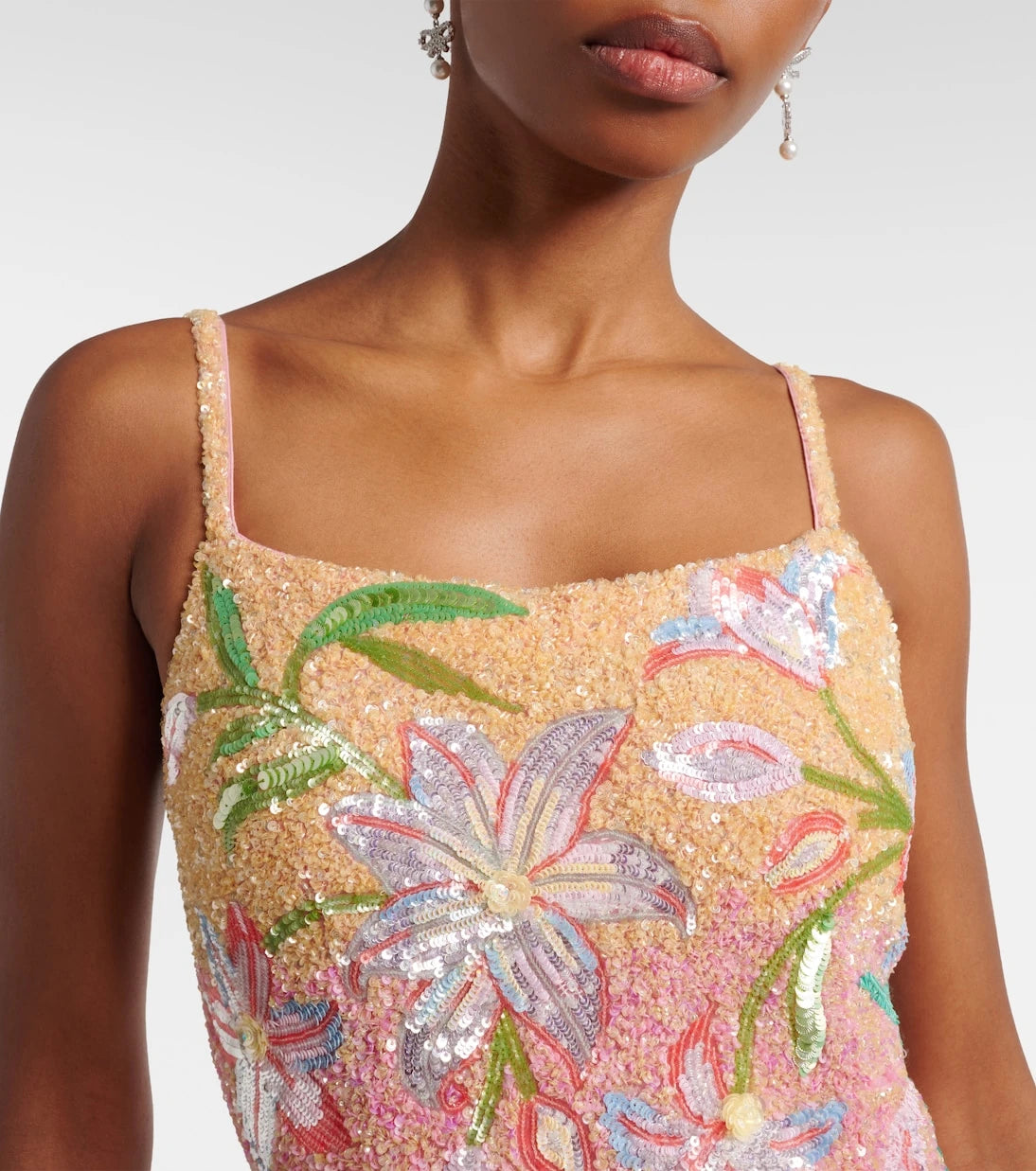 Là Fuori - Floral sequined gown