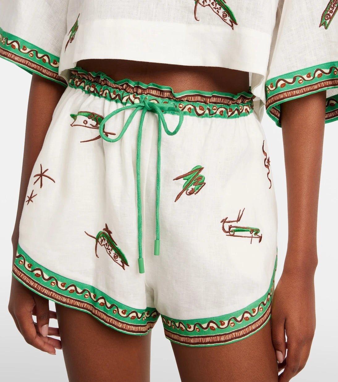 Alémais - Wanda embroidered linen shorts