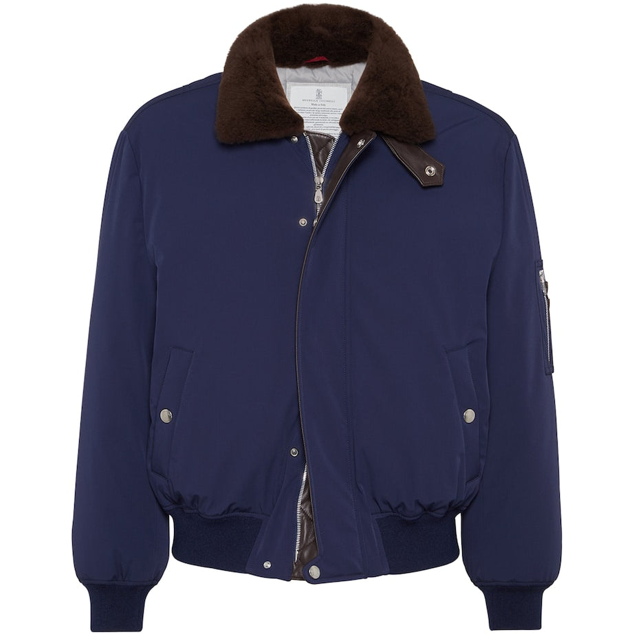 Brunello Cucinelli Blue Down-Filled Bomber Jacket
