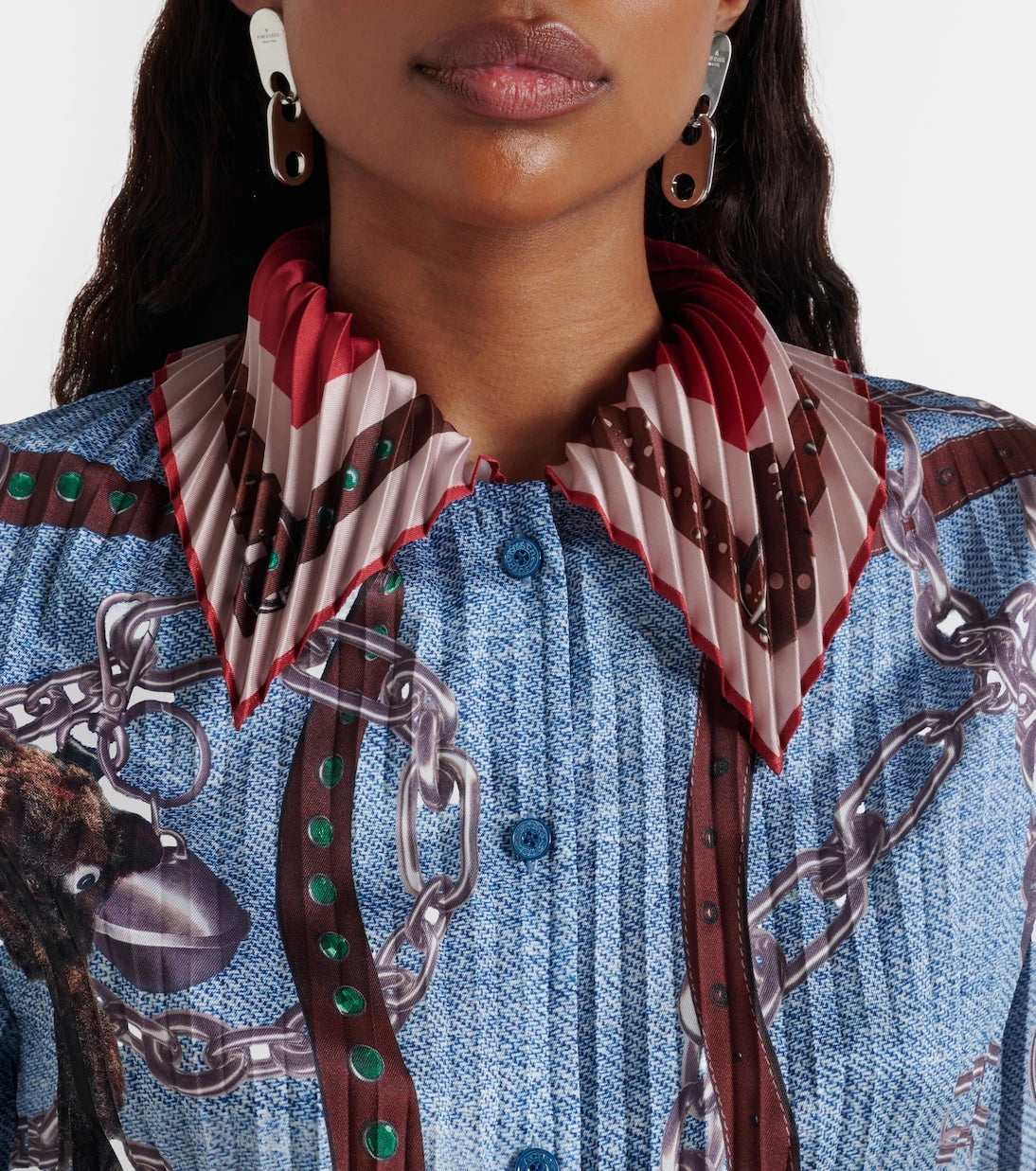 Acne Studios - قميص بطيات مطبوعة بنقشة خداع بصري