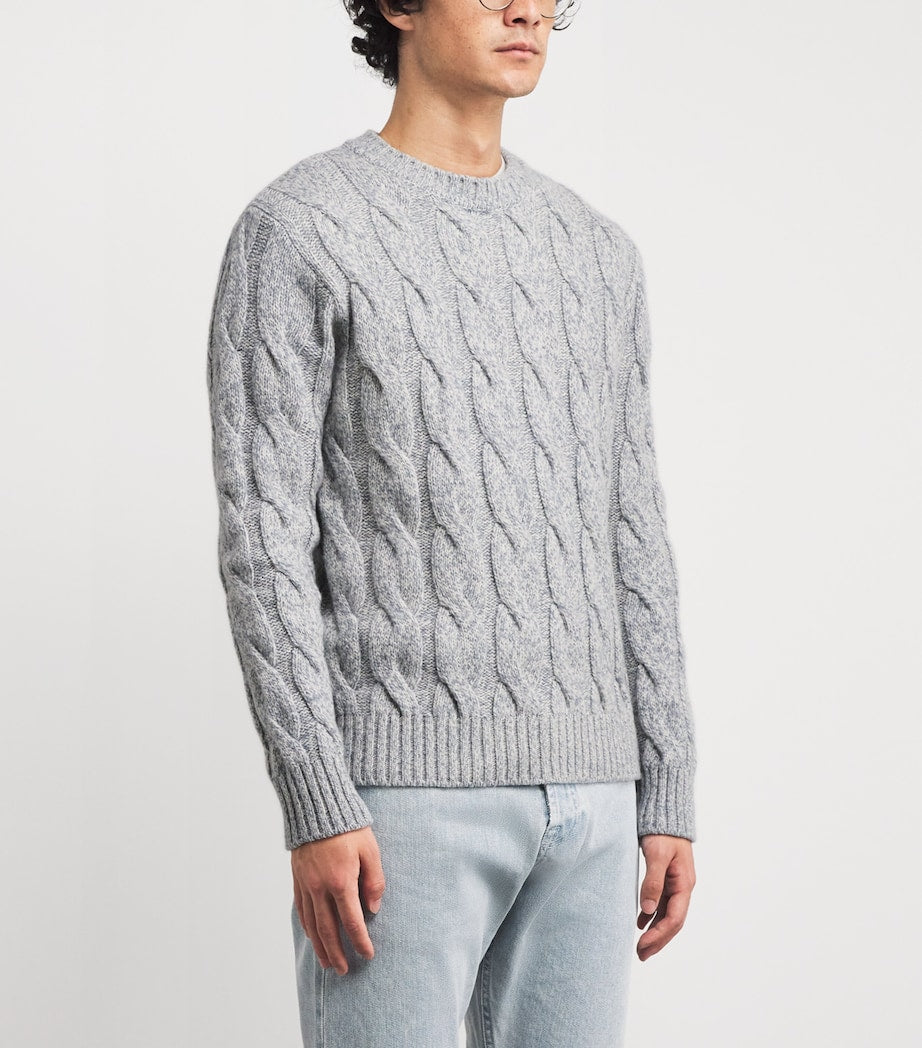 Eleventy Blue Wool Braided Sweater