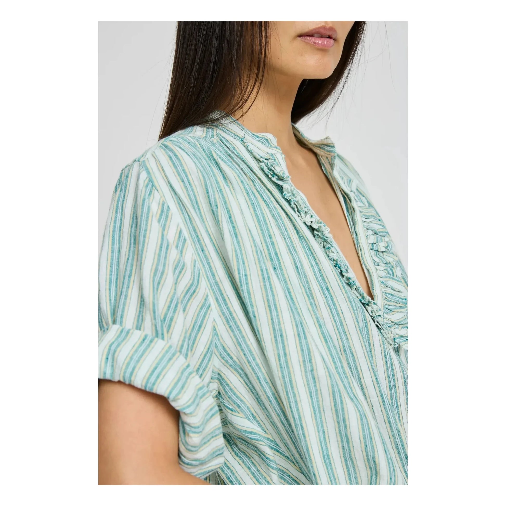 Laurence Bras - Dida Cotton Striped Blouse | Pale green