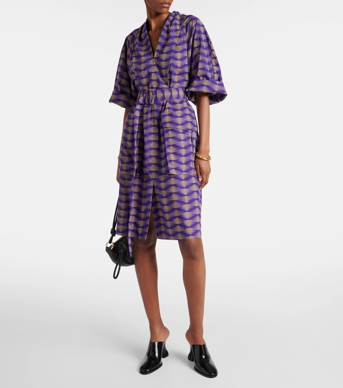 Dries Van Noten - فستان قصير من البوبلين القطني المطبوع