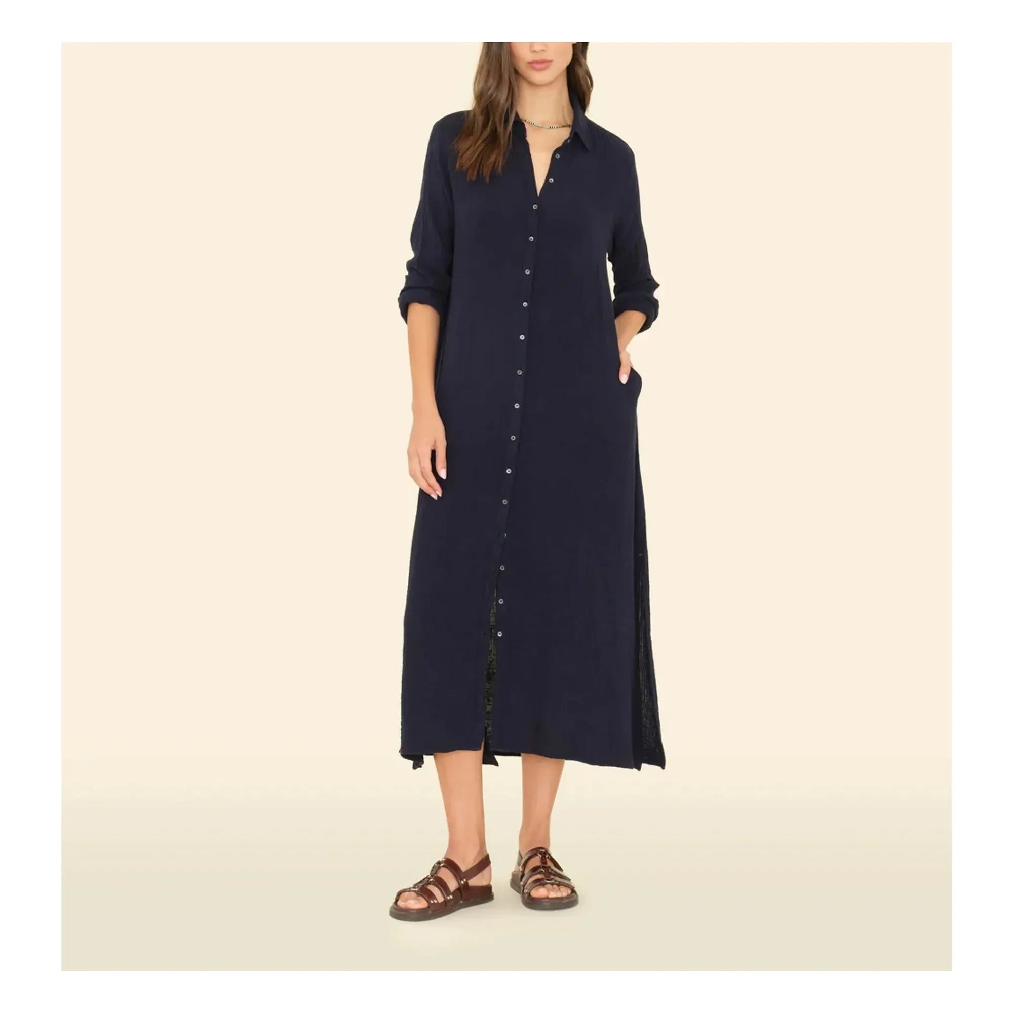Xirena - Boden Cotton Gauze Dress | Dark Blue