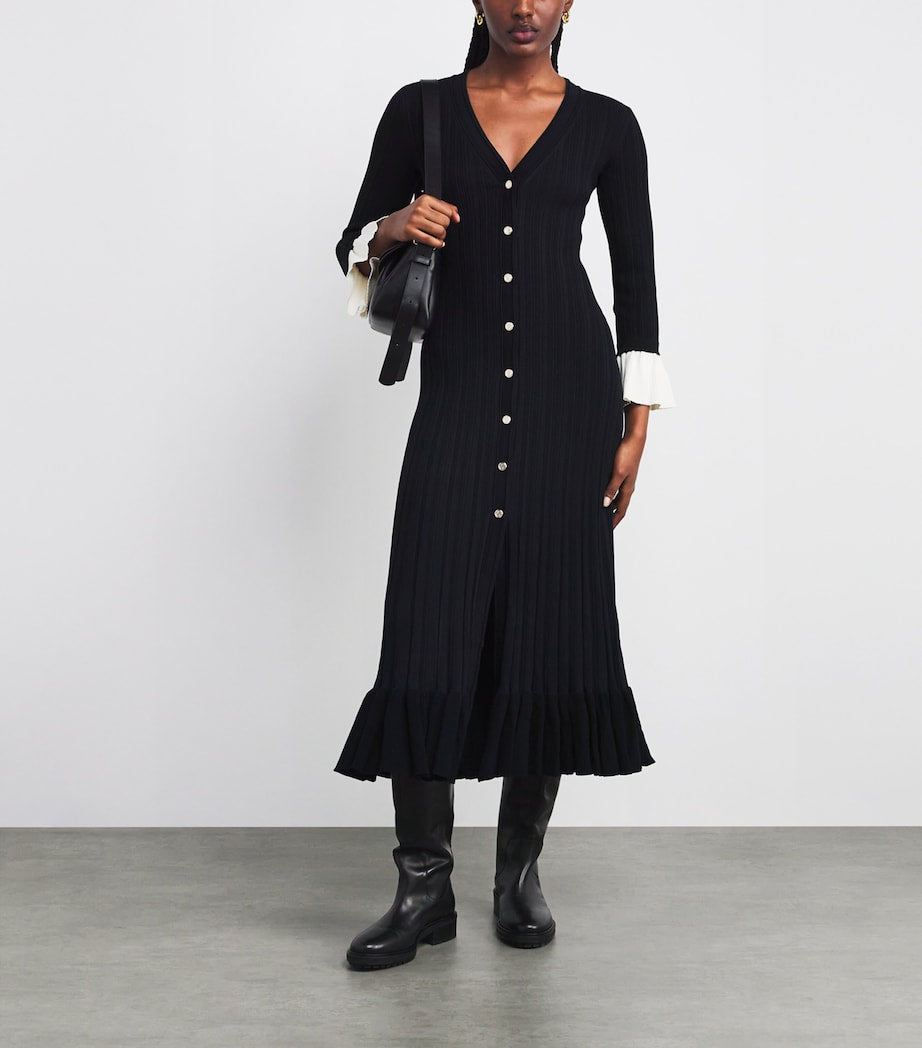 Knit Two-Tone Midi Dress NAVY BLUE