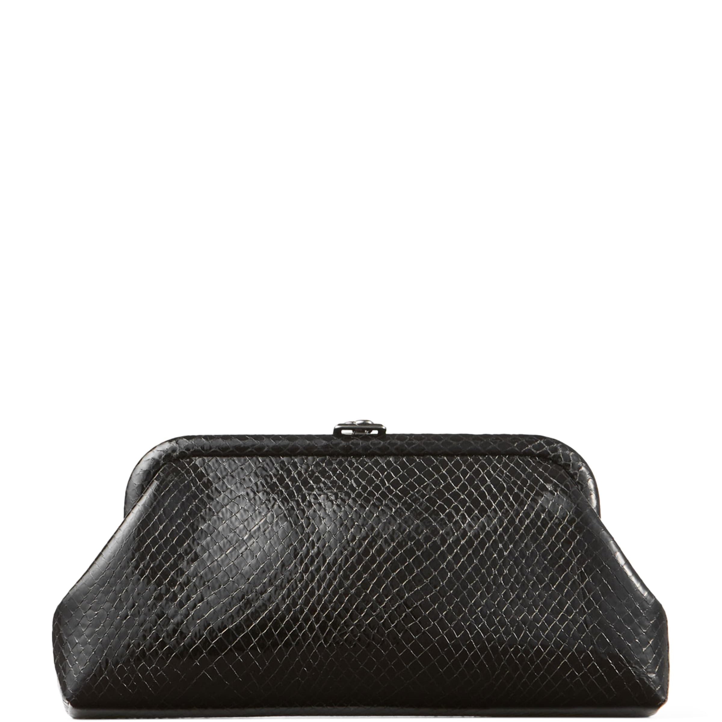 Skylar Snake-Embossed Leather Clutch Bag