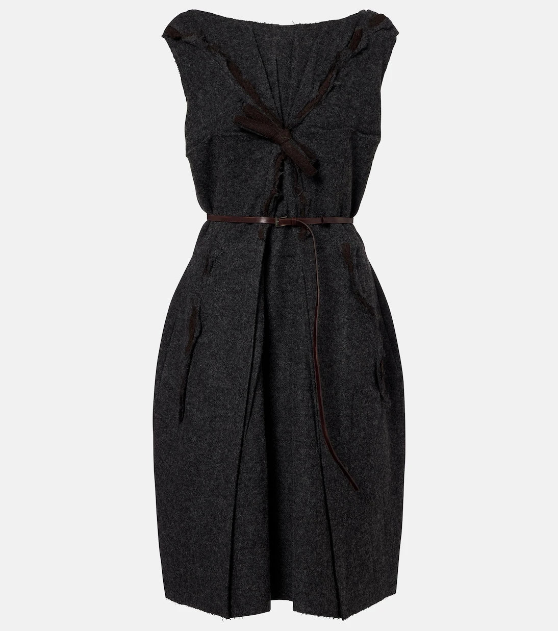 Prada - Ruffled virgin wool minidress