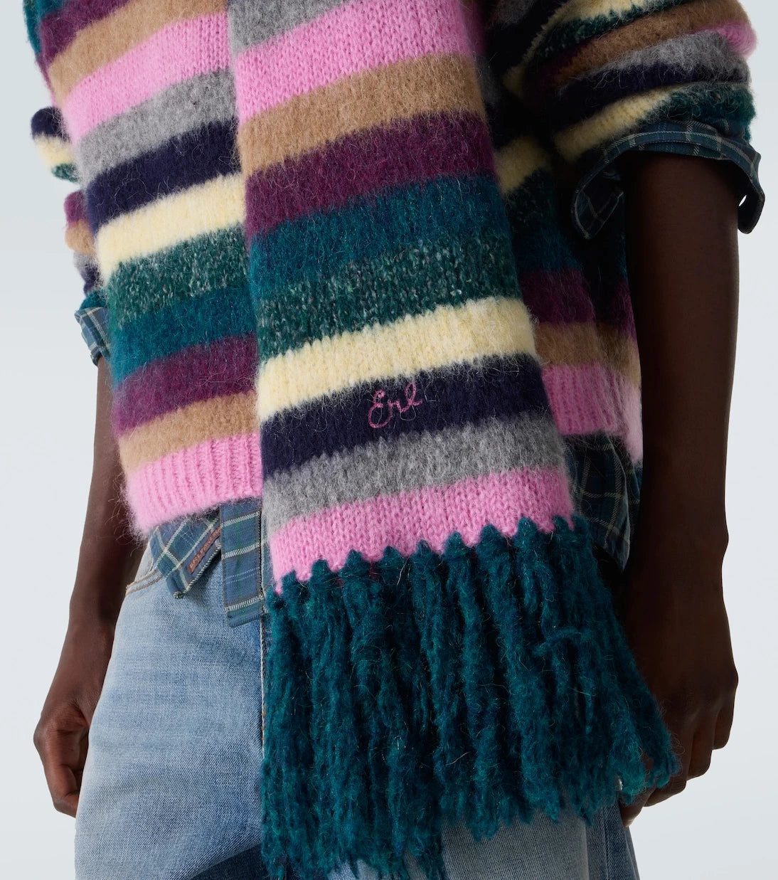 ERL - Striped alpaca wool and mohair-blend scarf