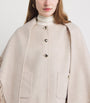 Maje White Wool-Blend Cape-Overlay Coat