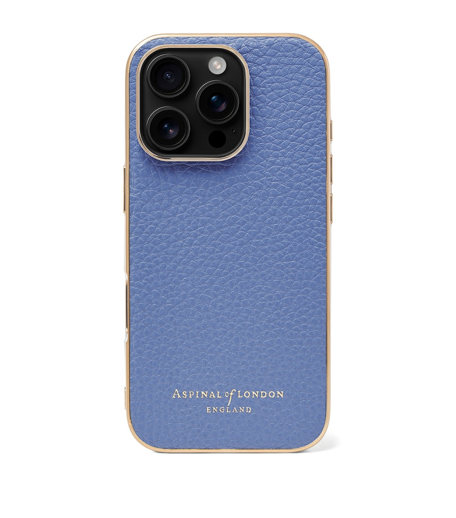 Aspinal Of London Blue Leather iPhone 16 Pro Case