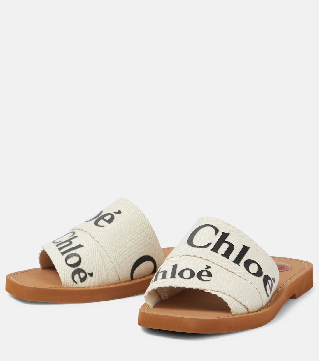 Chloé - Woody canvas slides