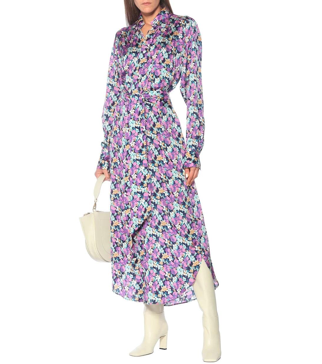 Plan C - Floral crêpe de chine shirt dress