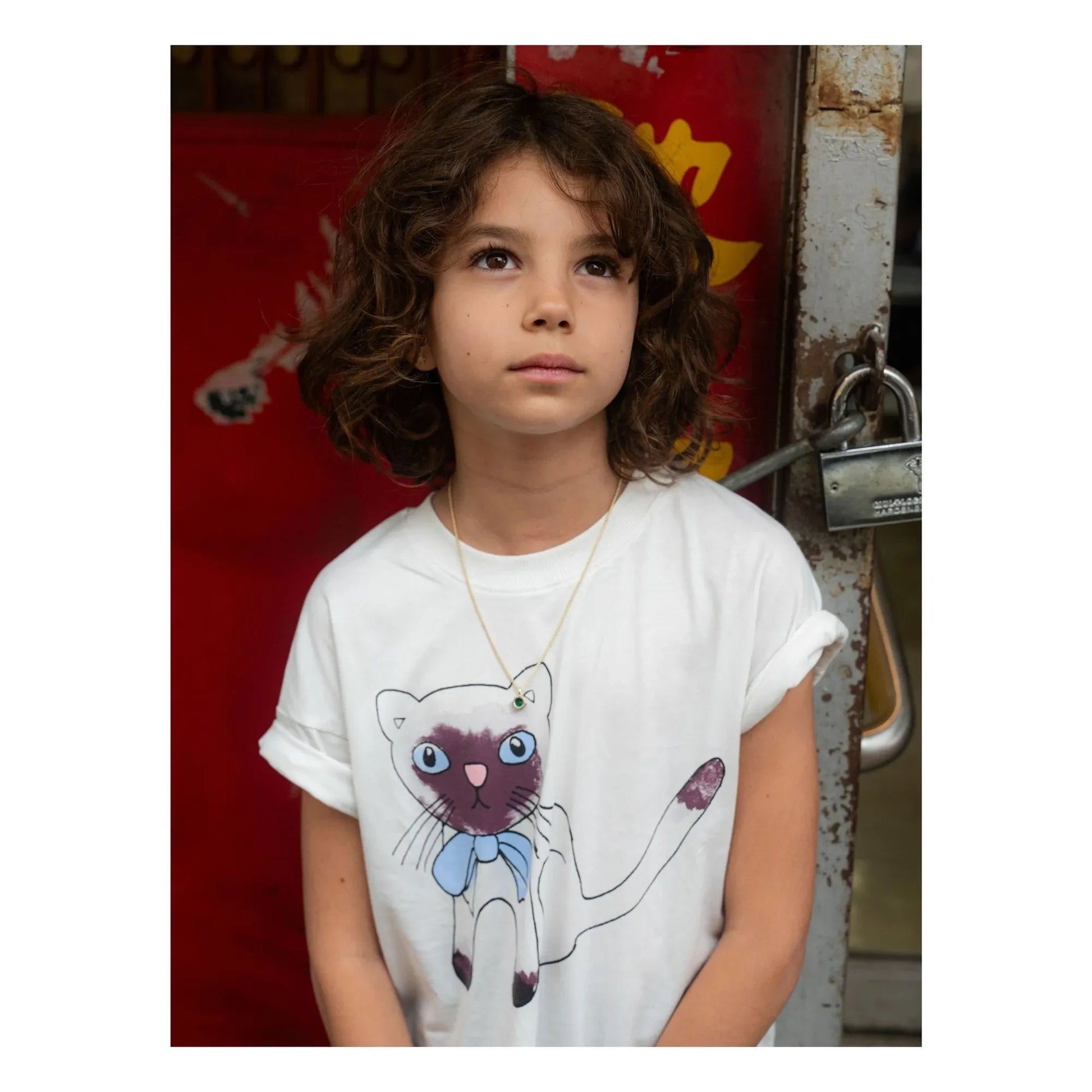 Mini Rodini - Siamese organic cotton T-shirt | White
