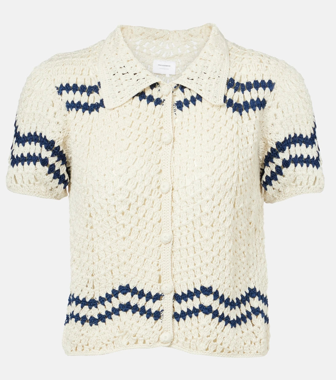 Anna Kosturova - Nautical chevron crochet cotton shirt