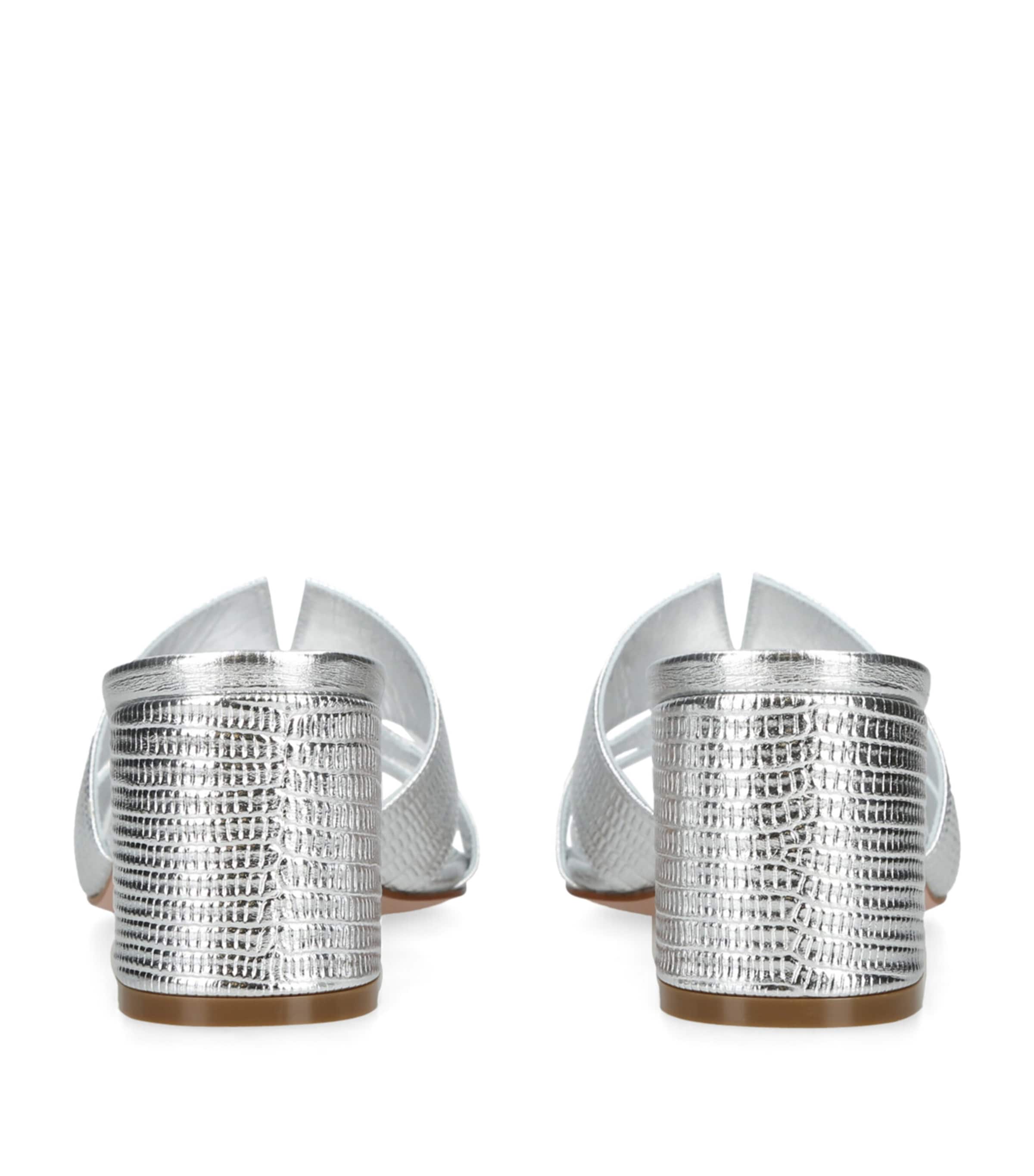 Silver Lugano Heeled Mules 50