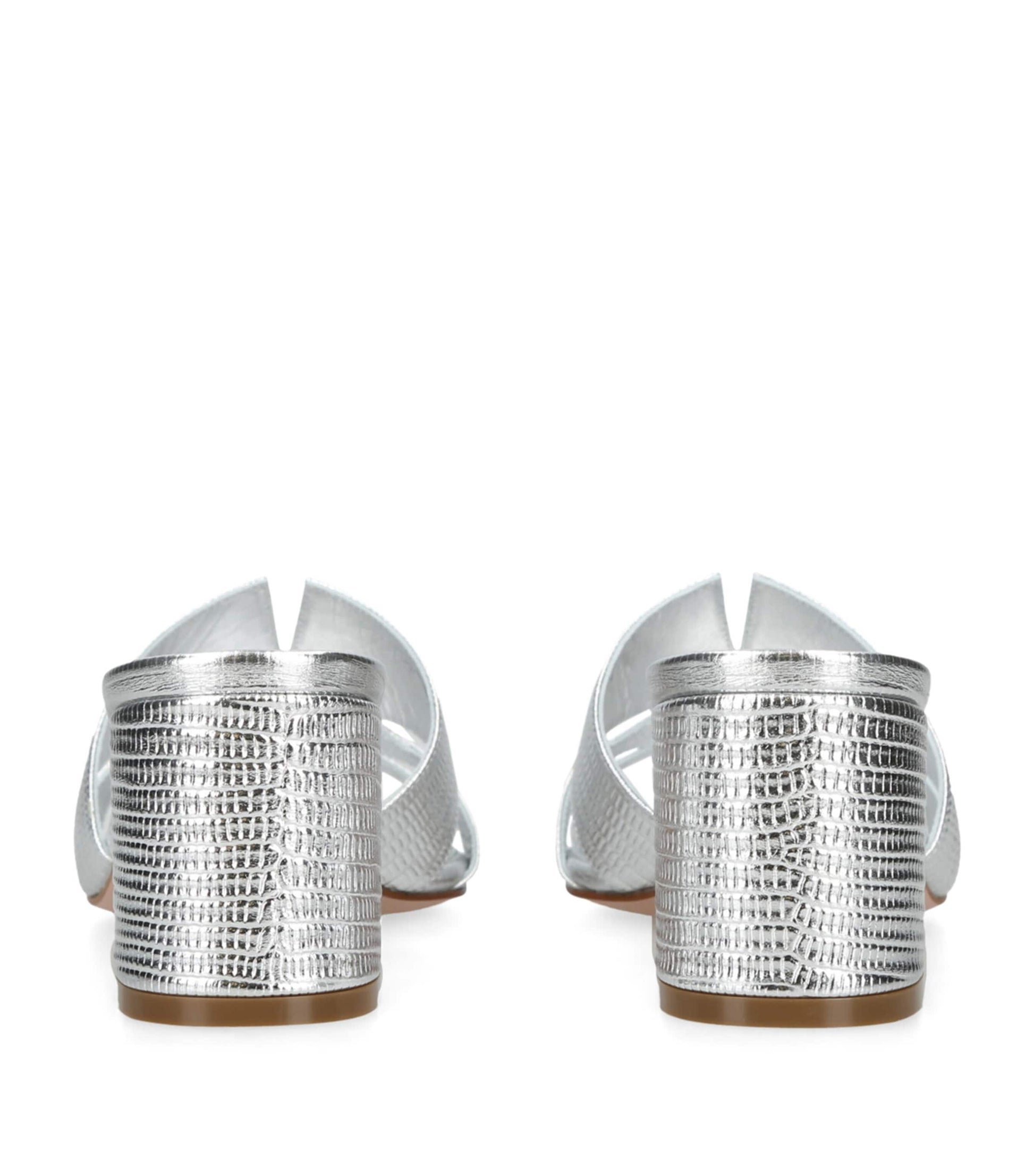 Silver Lugano Heeled Mules 50