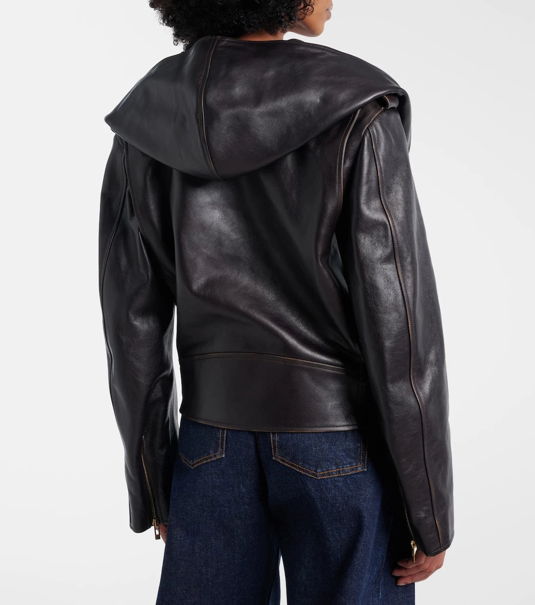 Alaïa - Hooded leather biker jacket