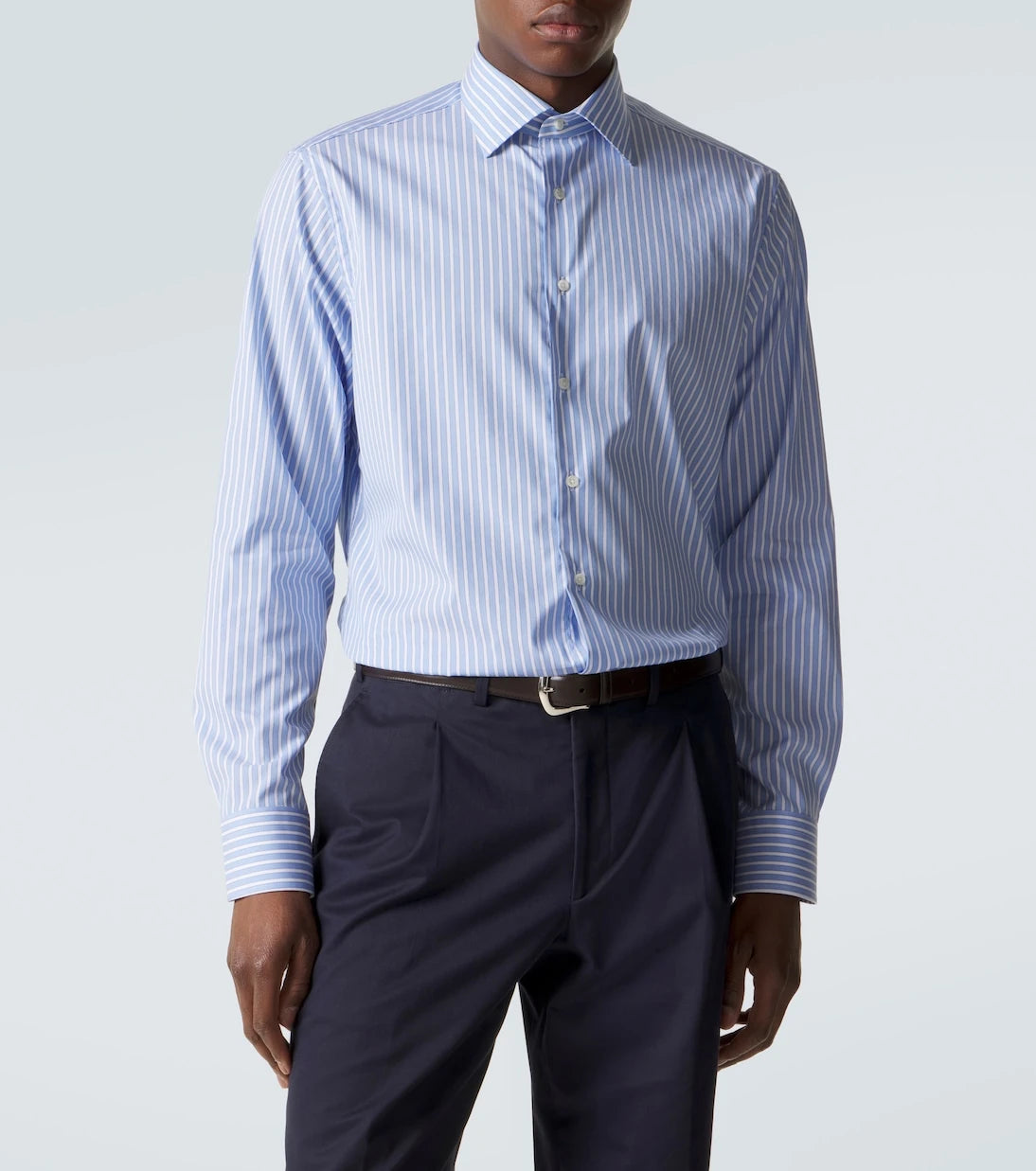 Canali - قميص بوبلين قطني مخطط