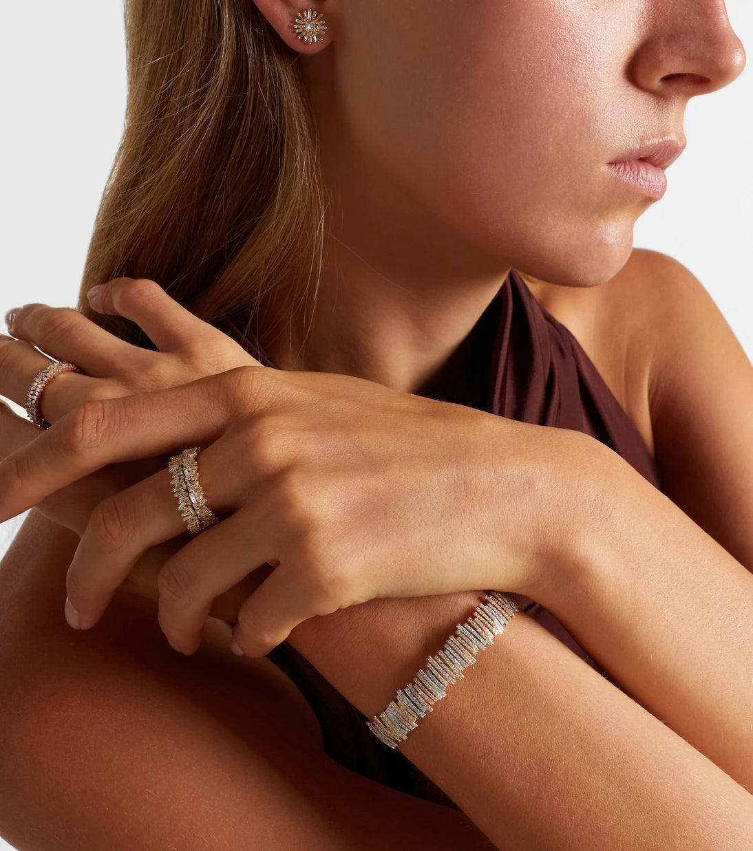 Suzanne Kalan - Icon Midi 18kt gold tech ring jackets with diamonds