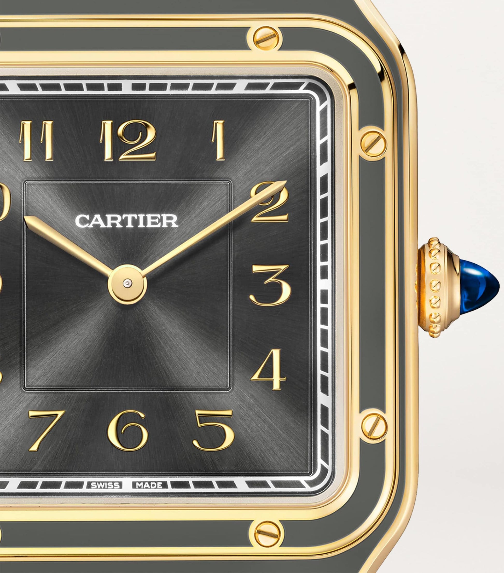 Large Yellow Gold and Sapphire Santos-Dumont Watch 43.5mm