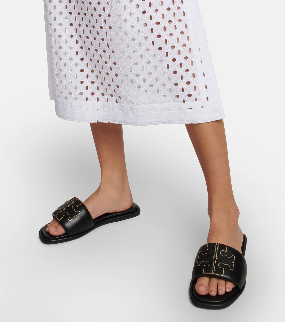 Tory Burch - Double T leather slides