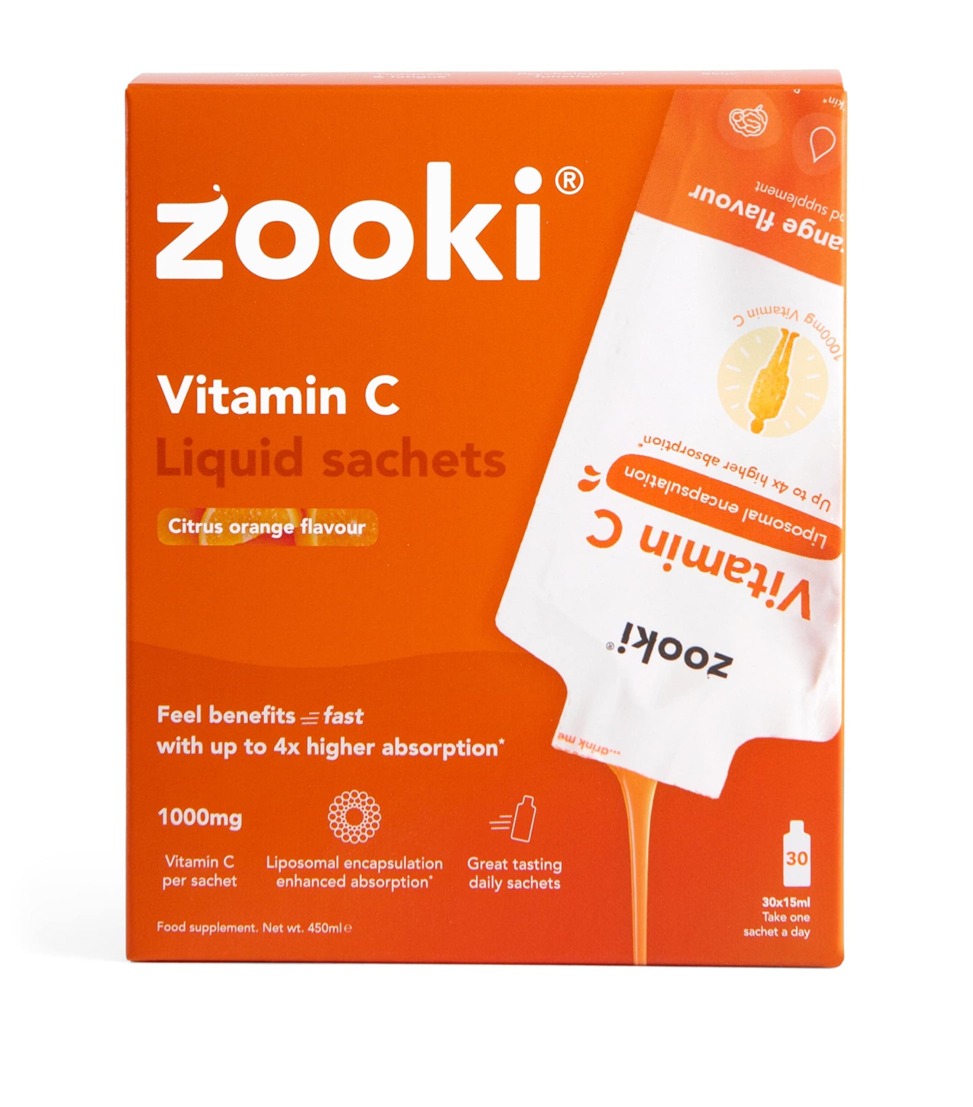 YourZooki Liposomal Vitamin C 1000mg Liquid Sachets (Pack of 30)