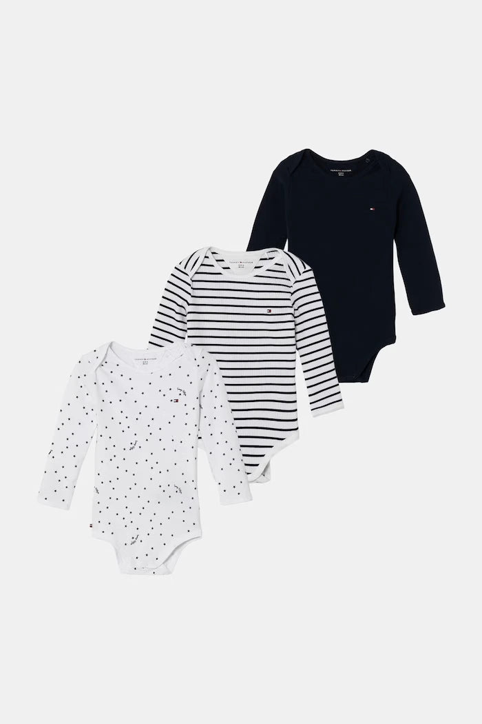Tommy Hilfiger bebek body 3'lü pamuk ve elastan