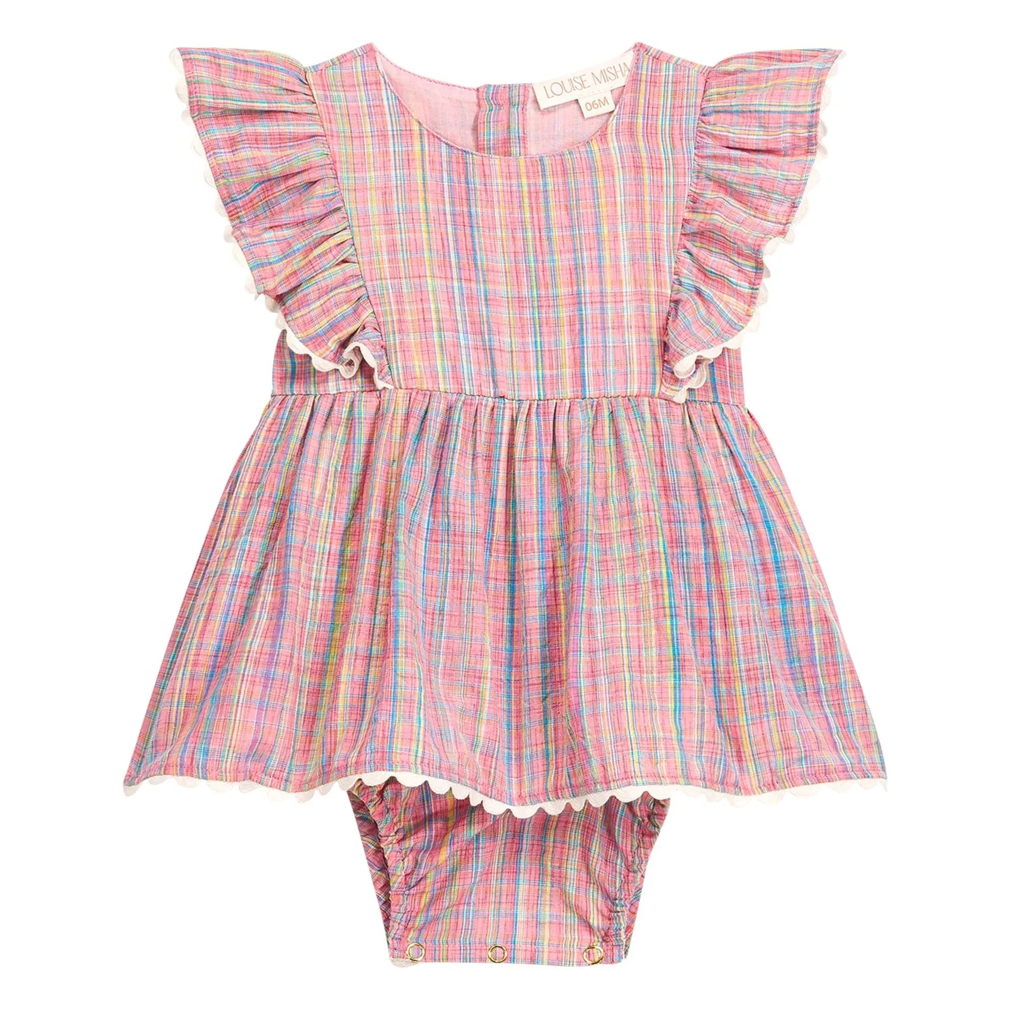 Louise Misha - Lena Carreaux romper dress | Pink