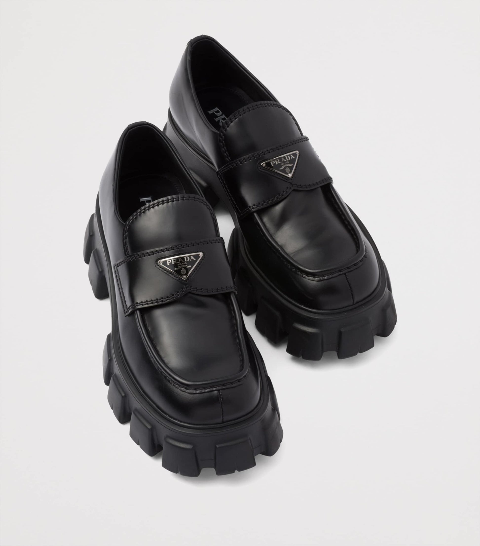 Brushed Leather Monolith Loafers