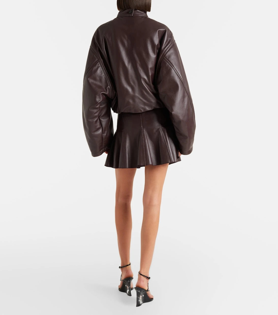 Alaïa - Pleated leather miniskirt