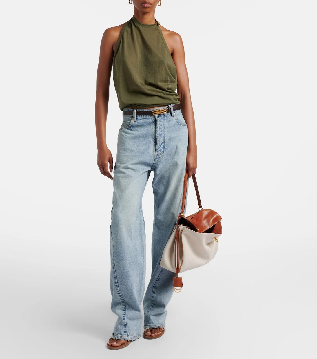 Balenciaga - Draped cotton-blend top