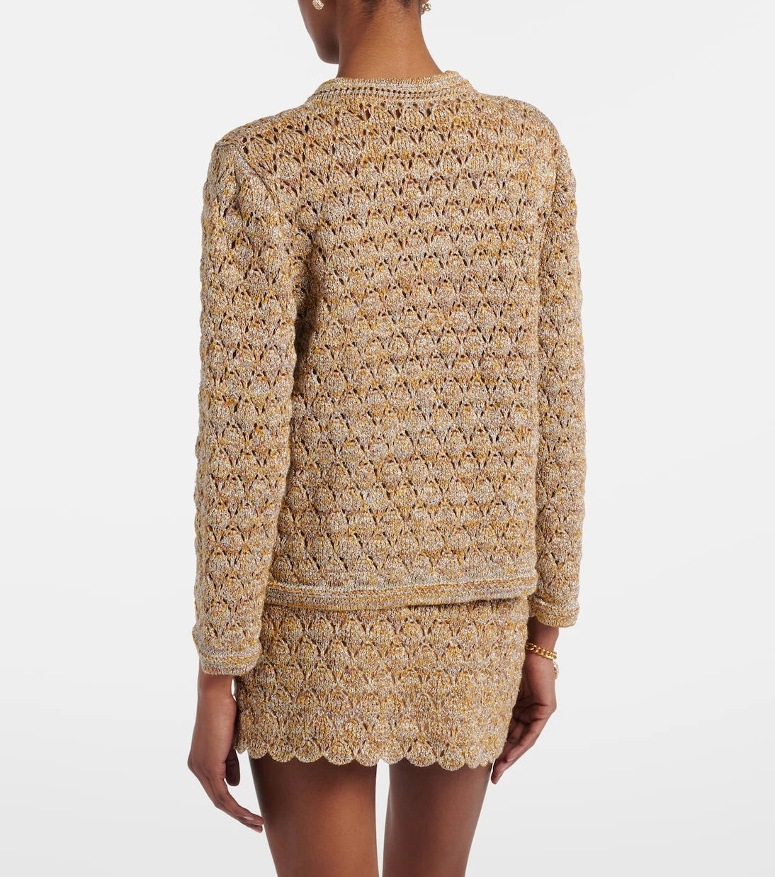 Valentino - Open-knit linen-blend lamé cardigan