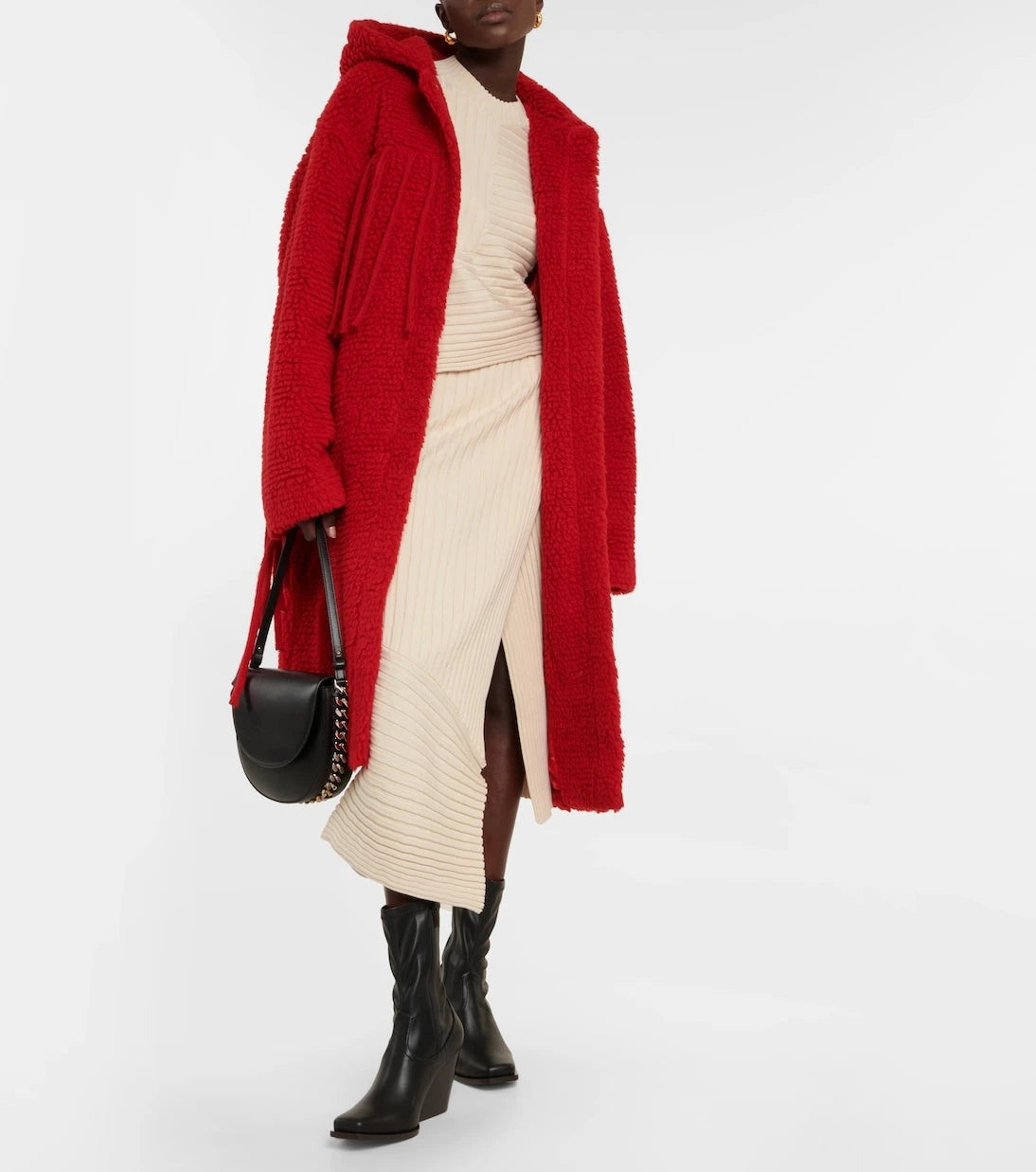 Stella McCartney - Fringed hooded teddy coat