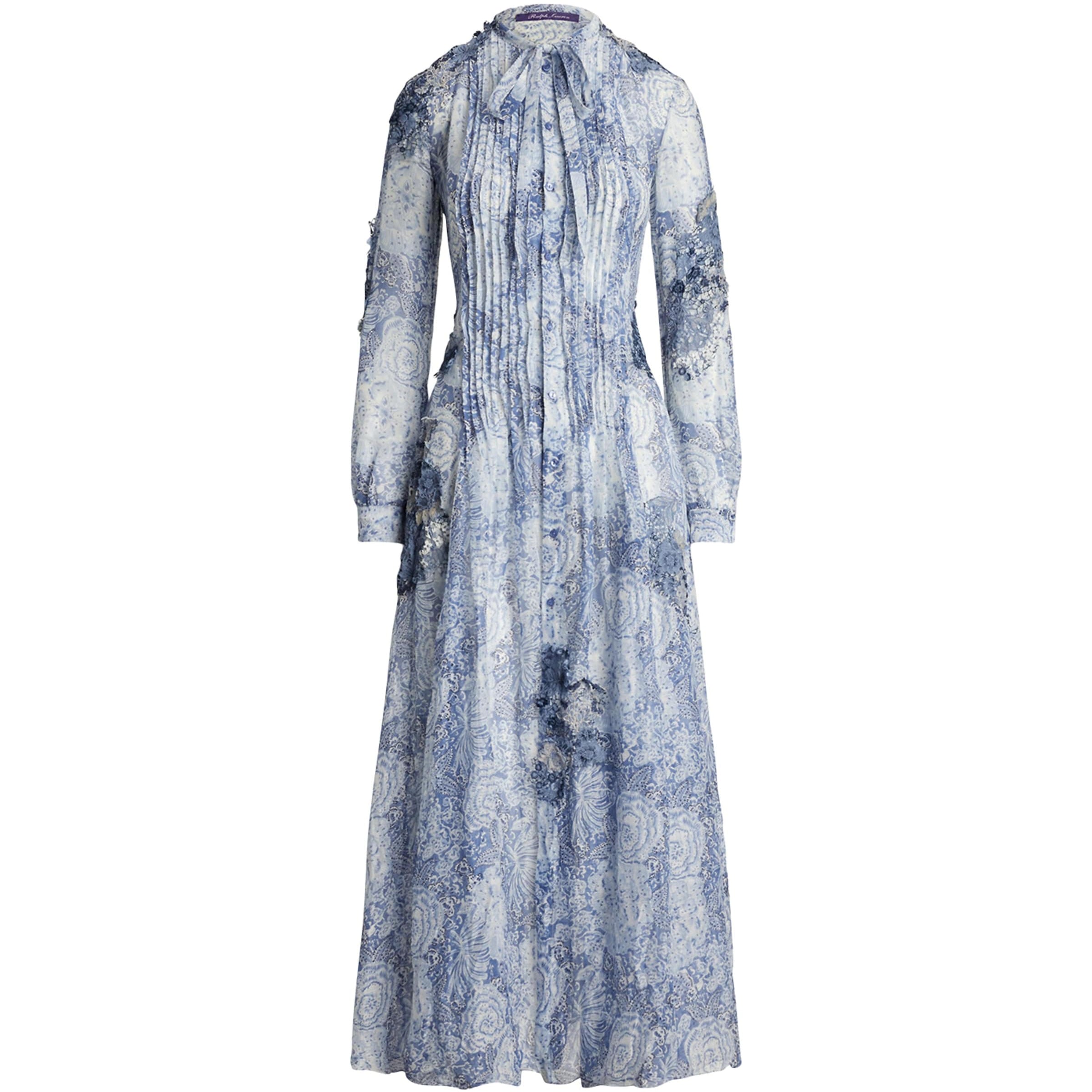Ralph Lauren Collection Navy Linen-Silk Hannes Dress