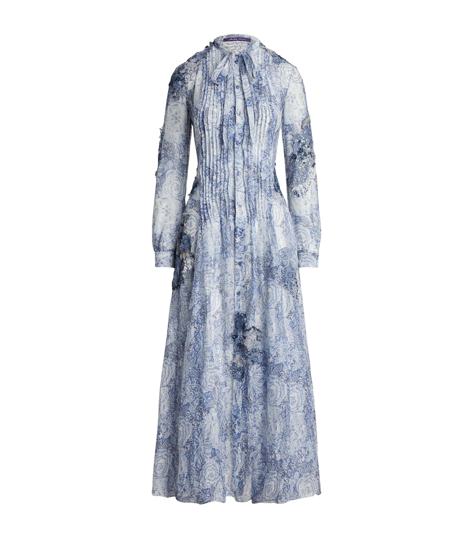 Ralph Lauren Collection Navy Linen-Silk Hannes Dress