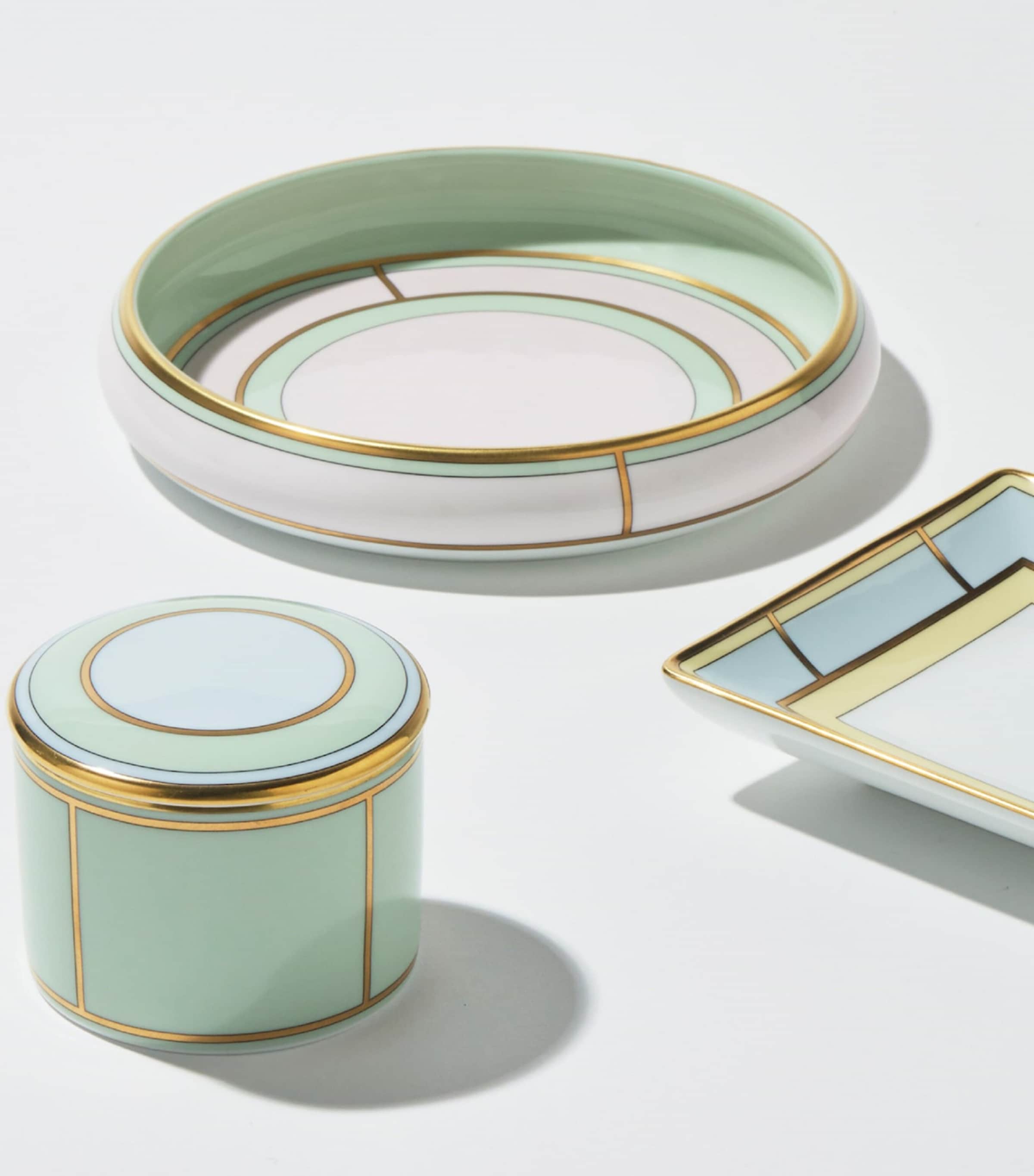 GINORI 1735 Porcelain Colonna Diva Verde Trinket Box