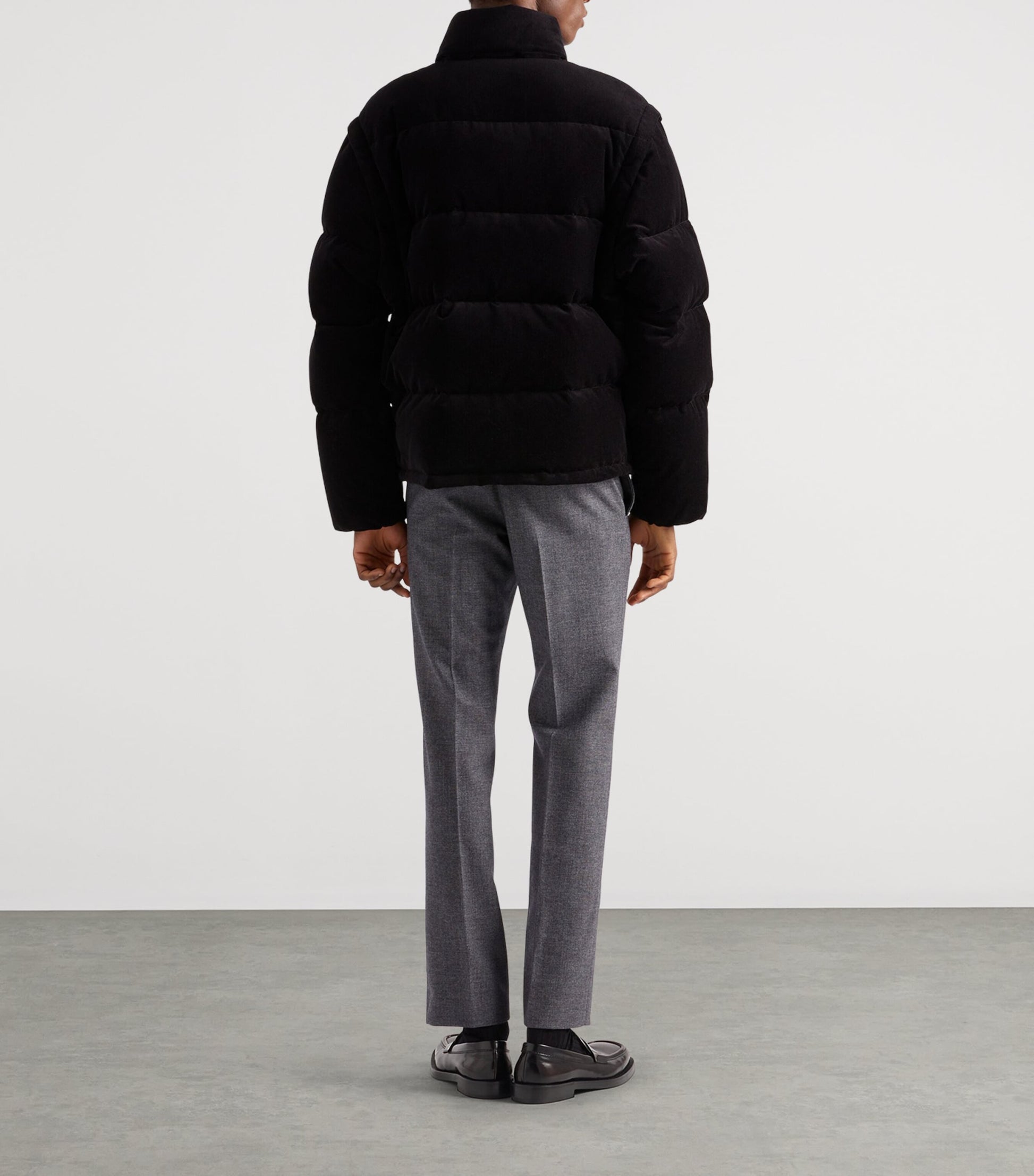 Prada Black Cotton Corduroy Puffer Jacket