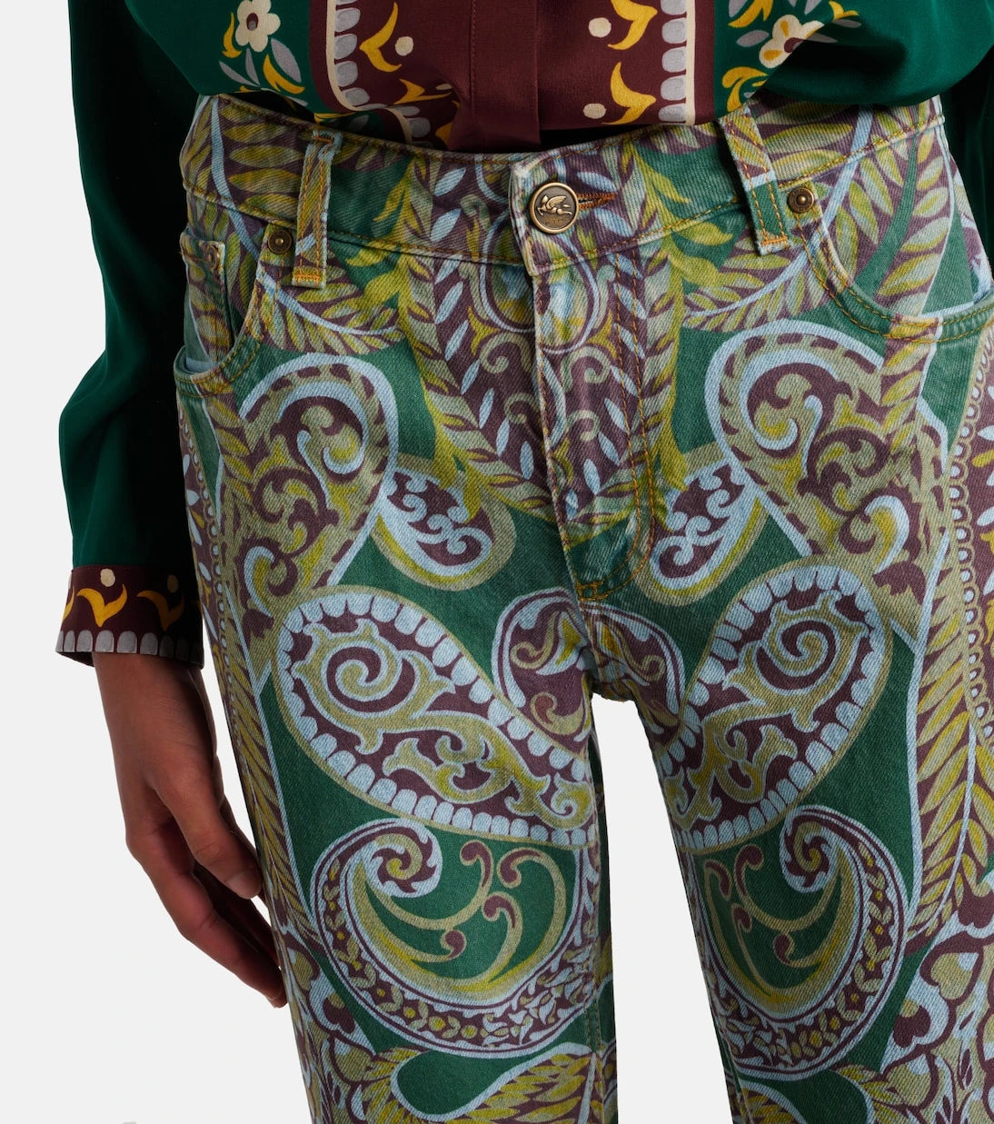 Etro - Paisley high-rise bootcut jeans