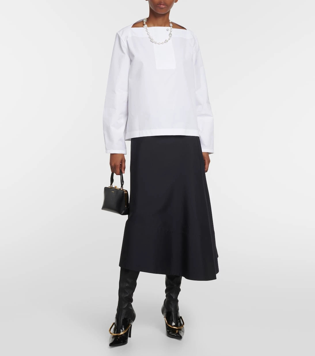 Jil Sander - Cotton poplin pleated top